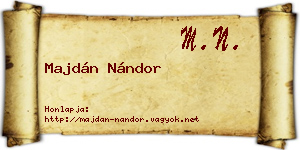 Majdán Nándor névjegykártya