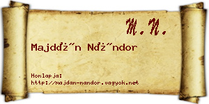 Majdán Nándor névjegykártya